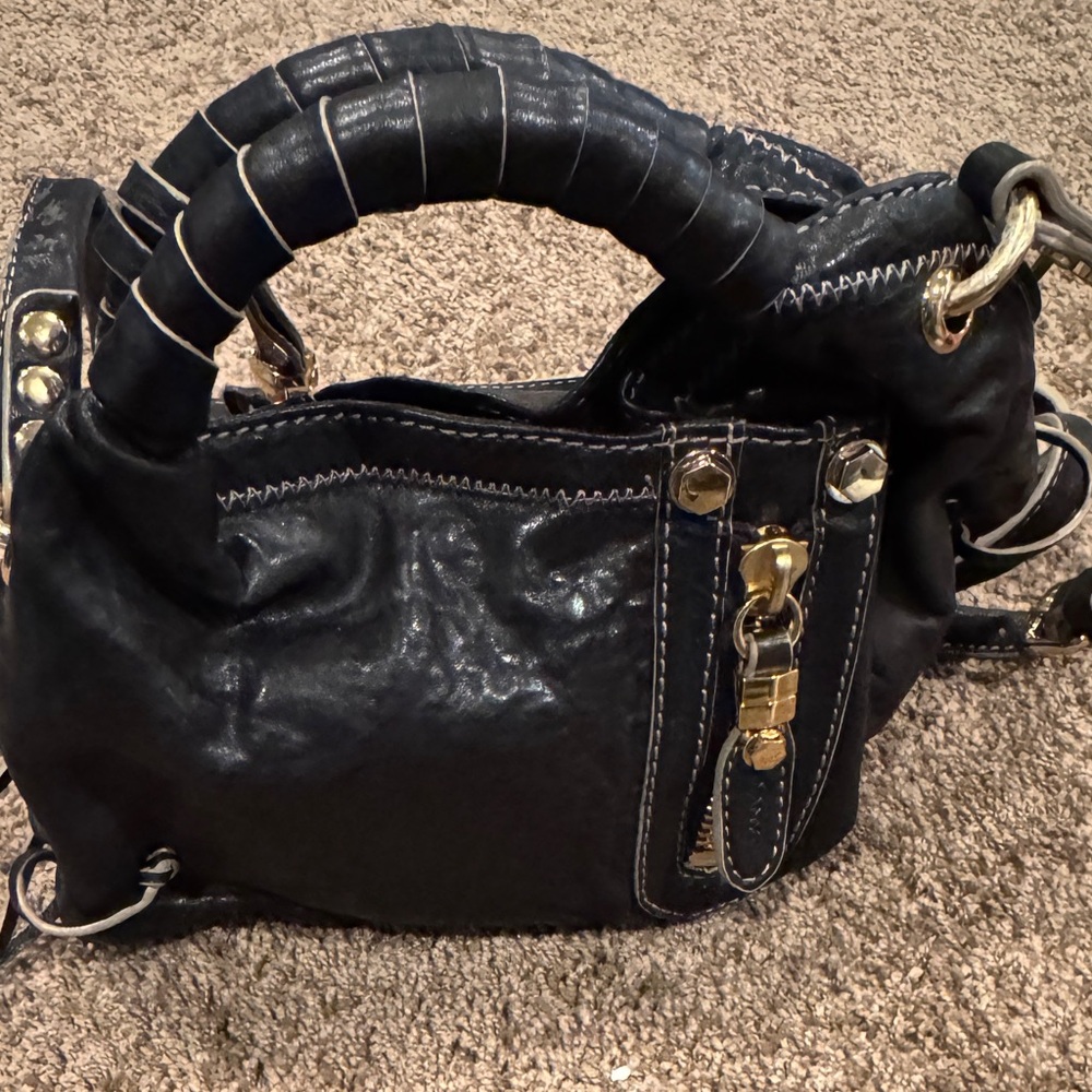 Black Leather Yany Satchel with Braided Handle